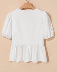 Bow Puff Sleeve Peplum Top