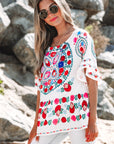 Selene Boho Floral Ruffle Trim Blouse