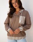 Tilly Striped Patchwork Drawstring Hoodie