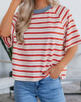 Stripe Contrast Trim Raglan T-Shirt