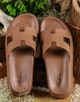 Henley Cutout Design Open Toe Platform Slippers