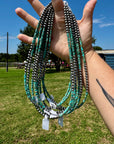 Sterling Silver Pearl & Heishi Turquoise Necklace – 19"