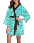 Mini Turquoise Horeshoe Women's Lounge Kimono Robe