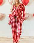 Christmas Plaid Contrast Trim Pajama Set