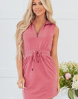 Nayeli Zipped Collar Drawstring Waist Dress