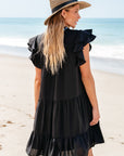 Veda Floral Embroidered Tiered Ruffled Mini Dress