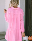 Anya Turn-down Neck Textured Bubble Sleeve Dress