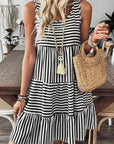 Stripe Sleeveless Tiered Mini Dress