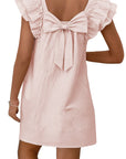 Bow Back Flutter Sleeve Mini Dress