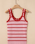 Stripe Scalloped Edge Sweater Tank