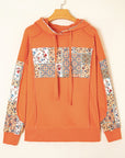 Floral Patchwork Drawstring Hoodie