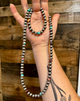 8 mm Sterling Silver Pearls bracelet with Mohave beads