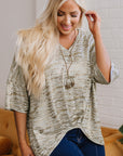 Bailee Leopard Half Sleeve V Neck Loose Fit Top