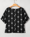 Bow Textured Puff Sleeve Top