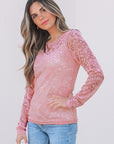 Amanda Floral Lace Sheer Long Sleeve Top