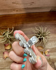 White Buffalo Turquoise Ring – 8-Stone Adjustable Long Statement Ring