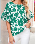 Floral Ruffle Short Sleeve Blouse