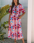 Hannah Floral Tied Front High Waist Long Dress