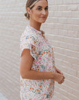 Lilian Floral Mandarin Collar Top
