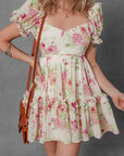 Floral Ruffle Sweetheart Mini Dress