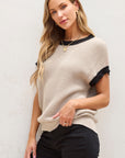 Inaya Beige Batwing Sleeve Sweater Top
