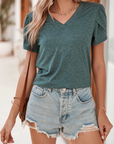 Heathered Petal Sleeve V-Neck T-Shirt