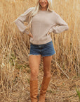Delaney Texture Knitted Puff Sleeve Sweater
