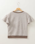 Stripe Contrast Trim Ruffle Sleeve Top