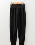 Solid Elastic High Waist Pocketed Jogger Pants