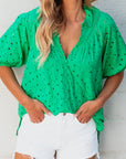 Eyelet Embroidered Puff Sleeve Blouse
