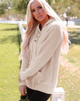 Joelle Waffle Knit Buttons Hooded Sweater