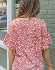 Leah Leopard Spotted Ruffle Sleeve Top