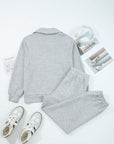 Solid Quarter-Zip Top and Drawstring Pants Set