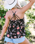 Fallon Floral Spaghetti Straps Strappy Back Tank Top