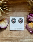 Concho Stud Earrings with Pink Conch – Sterling Silver