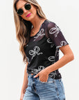 Maddie Bow Mesh Short Sleeve Top