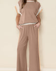 Colorblock Cap Sleeve Tee and Pants Set