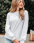 Peyton Lace Patchwork Raglan Sleeve Crew Neck Sweatshirt