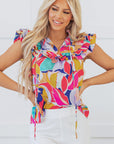 Charli Ruffled Flutter Sleeve Blouse