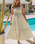 Jayleen Plaid Ruffled Sleeve Smocked Maxi Dress