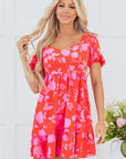Kayla Floral Sweetheart Neck Dress
