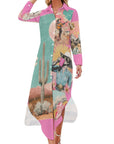 Baha Ranch Retro Pop Western Desert Cowboy Button Up Shirt Dress Duster