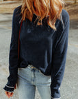 Cataleya Textured Round Neck Long Sleeve Top