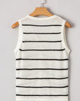 Nola Stripe Buttoned V Neck Vest