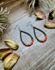 Teardrop Earrings – Sterling Silver Pearl & Orange Spiny Oyster