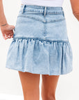 Avani Bubble Hem Denim Mini Skirt