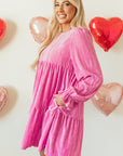 Dahlia Flounce Sleeve Tiered Ruffled Velvet Mini Dress