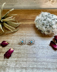Zuni Cluster Earrings – Small Turquoise Flower in Sterling Silver
