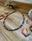 Torpedo choker Sterling Silver Pearls and Purple Spiny