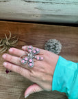 Dragonfly ring -size 7 - pink conch and sterling silver